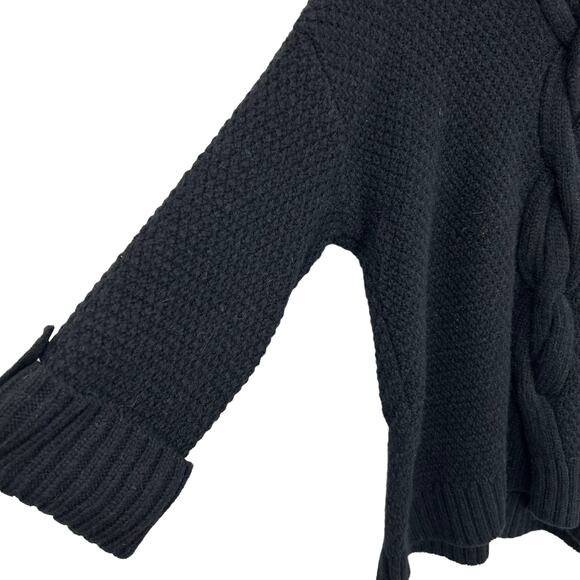 Talbots Black Cable Knit Alpaca Wool Blend Cowl Neck Sweater Womens X Petite - Picture 3 of 6
